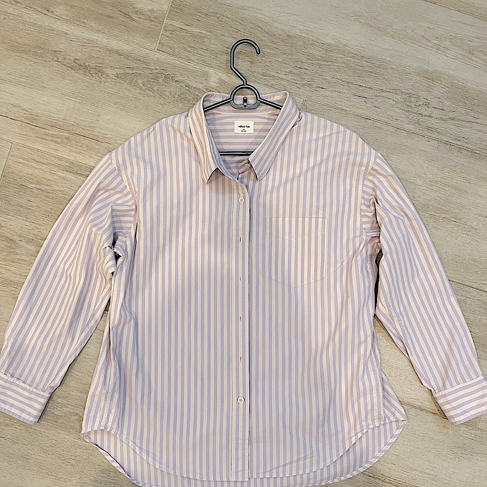 Wildfred Aritzia poplin shirt white/lilac stripe